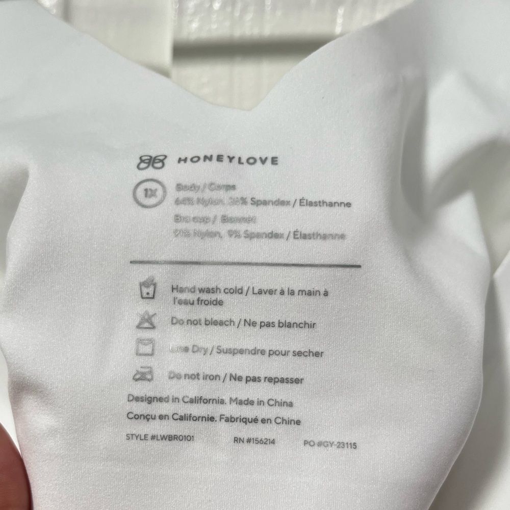 HoneyLove V Neck White seamless Bra padding with side support size 1X - Picture 5 of 7